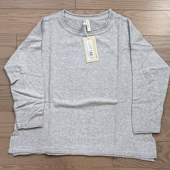 Pact Tops - Pact Light Heather Gray Fine Knit Wide Neck Sweater